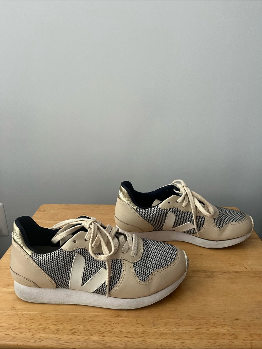 Veja Beige and Navy Women’s Sneakers